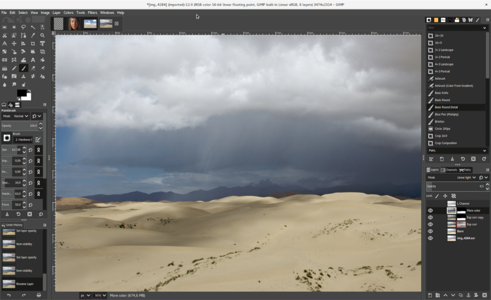 Imagen de GIMP en modo de ventana única